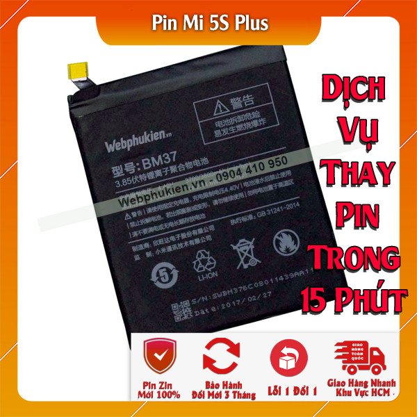 Pin Webphukien cho Xiaomi Mi 5S Plus  Việt Nam (BM37) - 3800mAh 